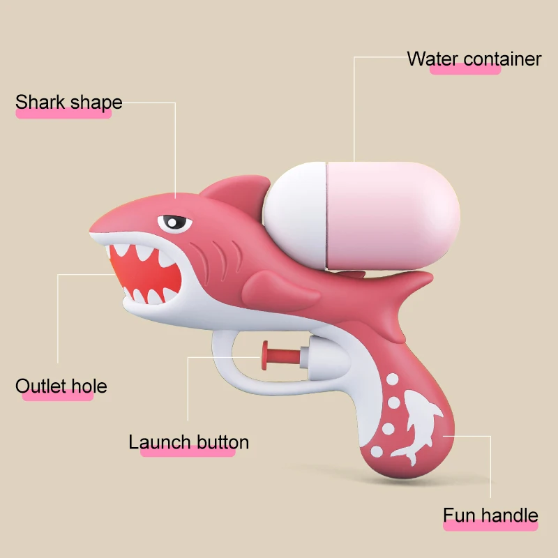 Cute Water Gun Summer Animal Water Playset Seahorse Shark Water Guns Bathtub Toy Sprinkler Pistol Toy Guns for Kids Boys