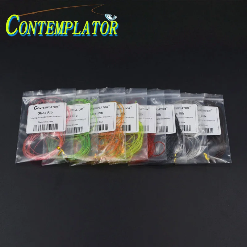 1.0mm/0.8mm 3 metry wiązanie muchowe nimfa szklane żebra muchy materiał korpusu 8 kolorów okrągłe magiczne szkło V-rib owijanie większe brzęczyki