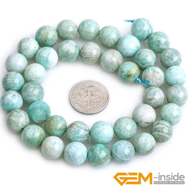 Natural Stone Africa Blue Amazonite Round Beads For Jewelry Making Strand 15\