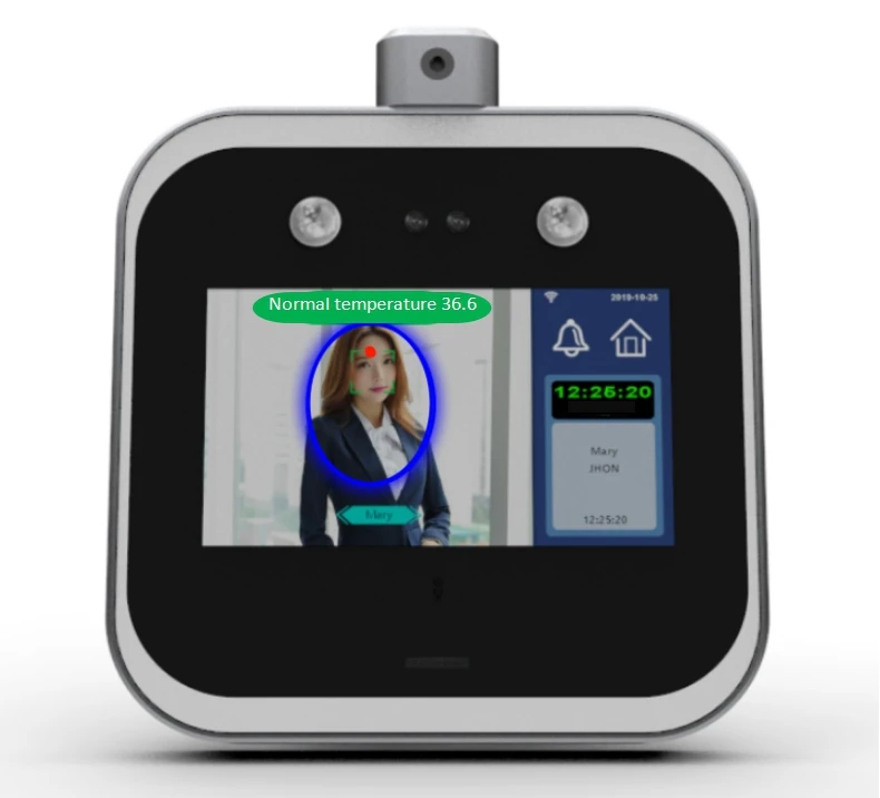 5 inch Touch Screen wifi Temperature measurement face recognition terminal Employee Time attendance face dynamic access control