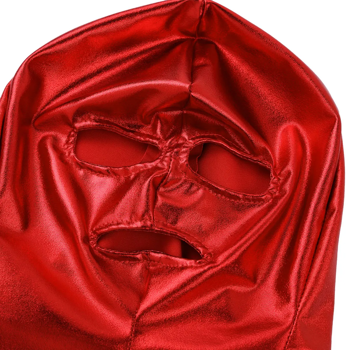 أحمر للجنسين رجل إمرأة اللاتكس القبعات لامعة معدنية مفتوحة عيون ثقب الفم مثير قناع كامل الوجه قناع هود للعب الأدوار زي