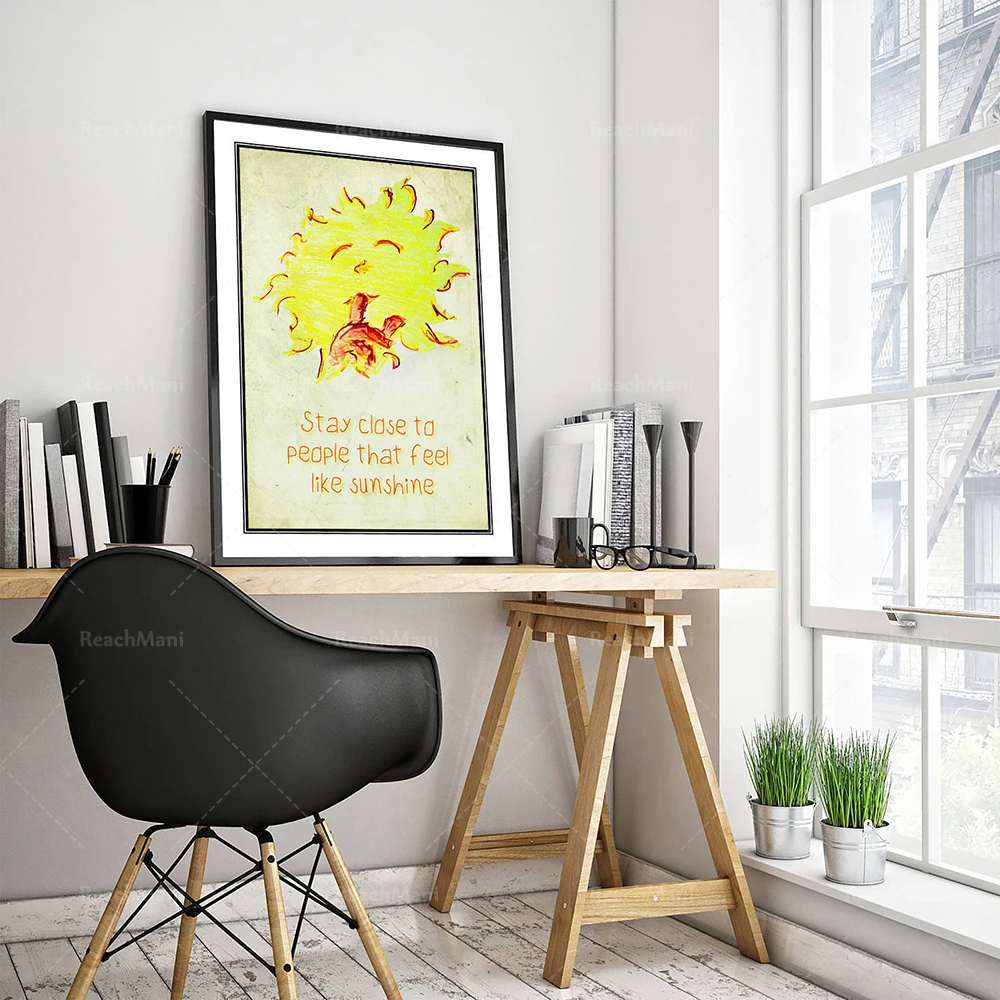 Stay Close to Peole That Feel Like Sunshine - Art Print Poster Gift Photo Quote Wall Home Decor Sun Illustration