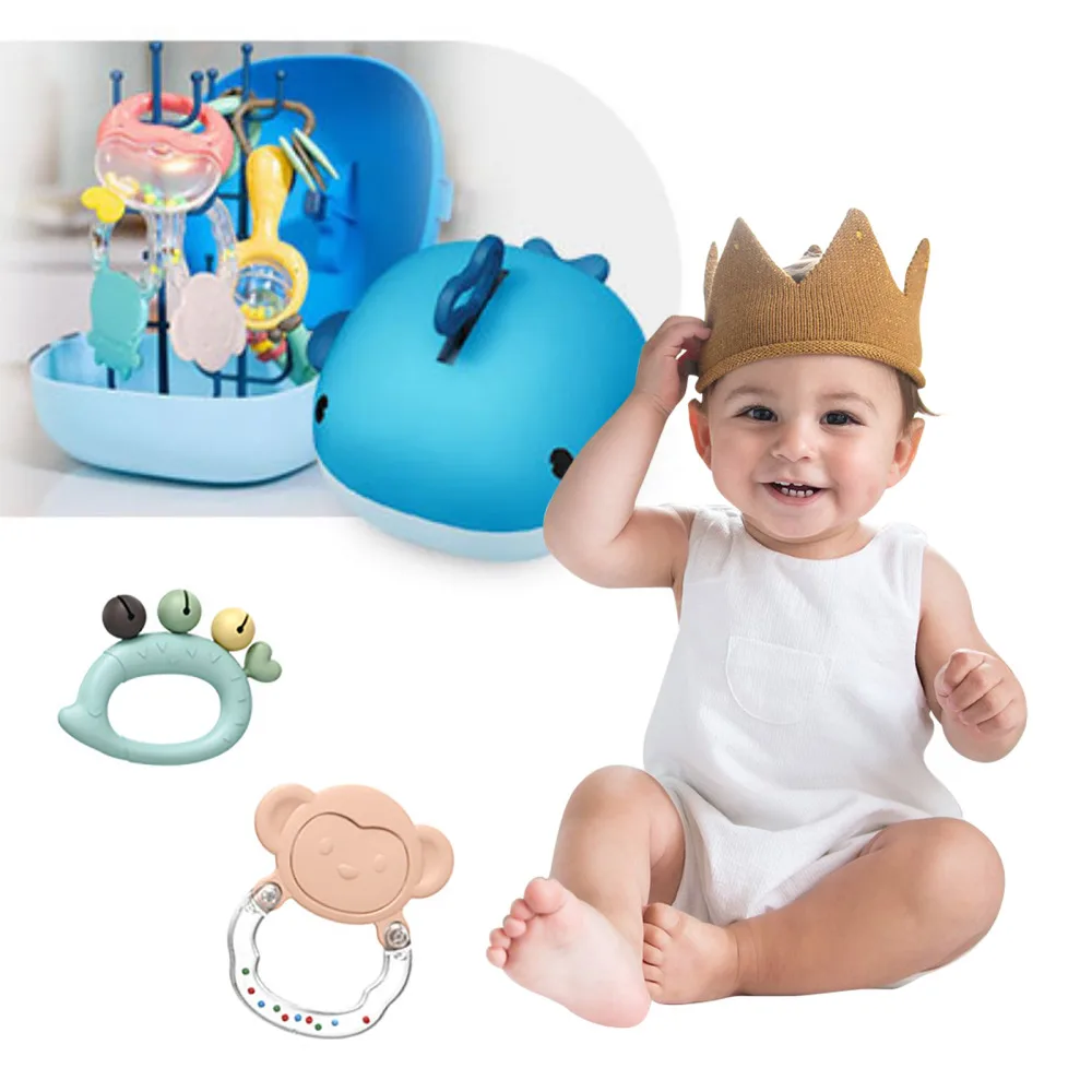 Hochet Anti-manger pour bébé de 0 à 1 ans, jouets éducatifs pouvant être bouilli à haute température, boîte de rangement pour anneau de dentition