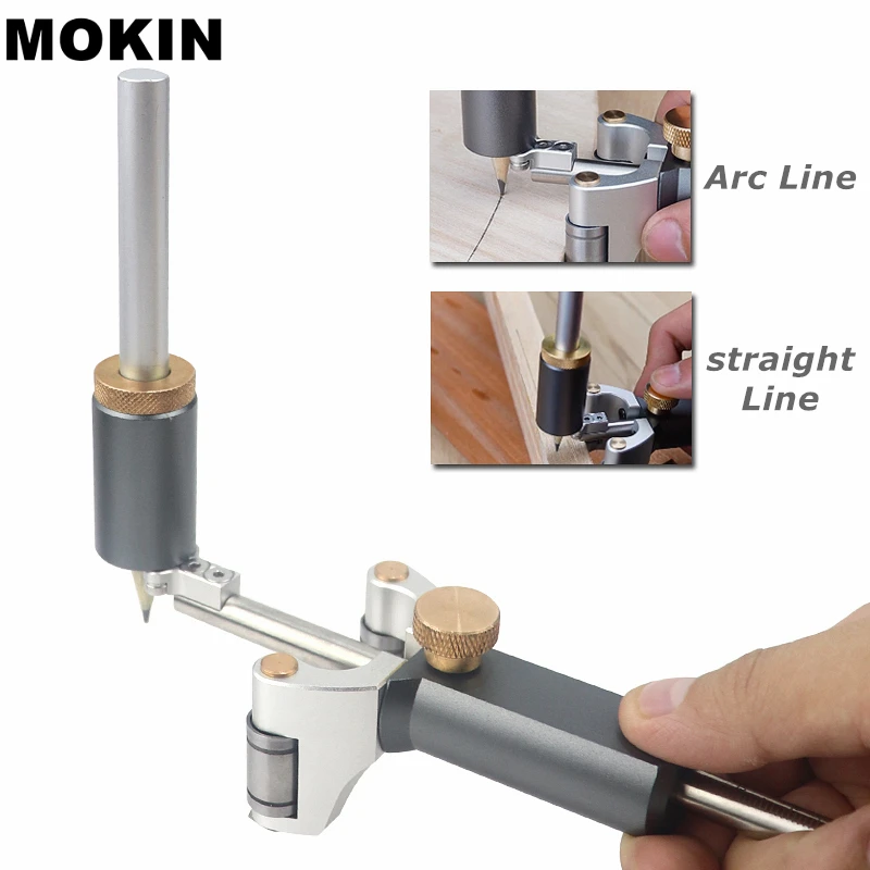 Dual-purpose Straight Arc Linear Scribe Parallel Line Drawing Ruler Marking Gauge Automatic Line Scribe Woodworking Tools