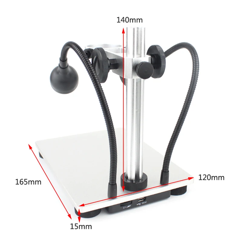 Soporte profesional de aleación de aluminio, accesorio de elevación con luz LED para microscopio Digital, microscopios USB