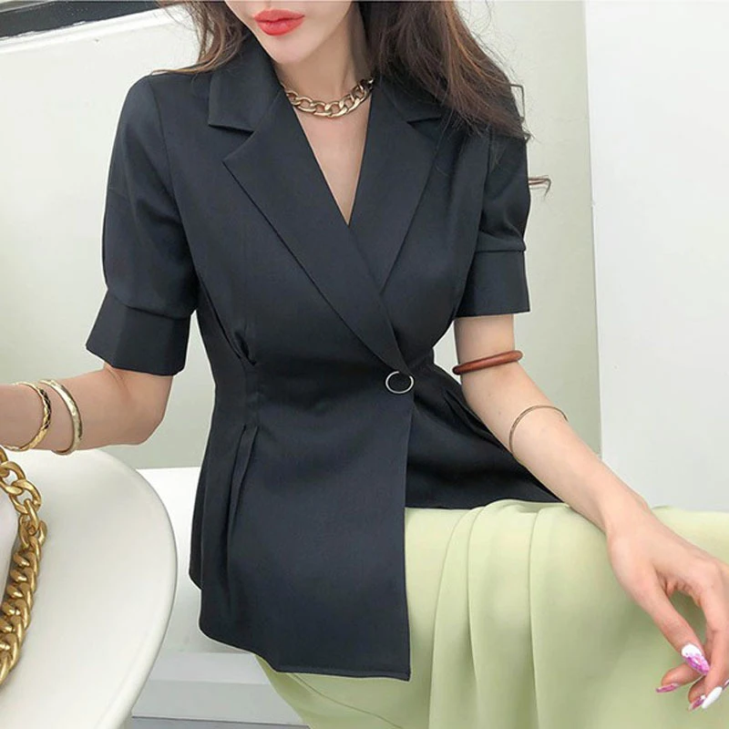 

new arrival summer korean style casual high quality coat fashion OL lady soild color temperament elegant wild trend slim jacket