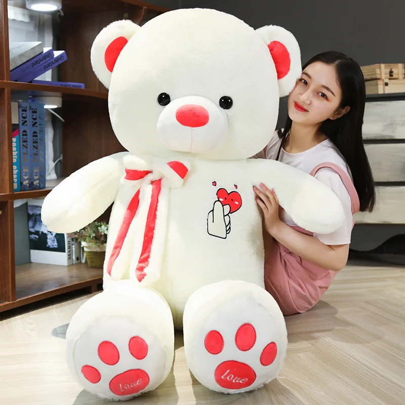 Cute Love Big Huggable Teddy Bear Dolls Creative Soft Cushion Plush Toy Stuffed Animal Room Decor Birthday Gift Accompany Baby