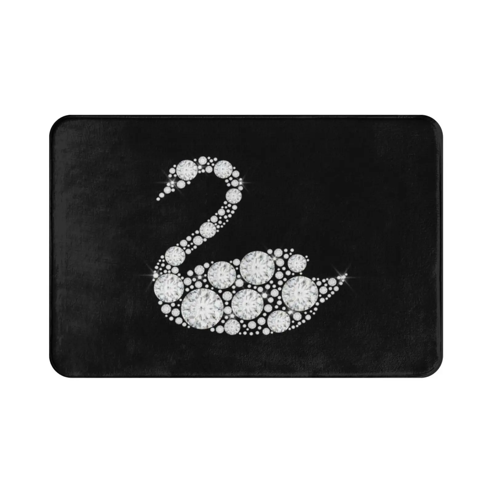 Diamond Swan Carpet Mat Rug Cushion Soft Non-Slip Swan Swans Bird Birds Swan Lake Lake Pond White Swan Feathers Royal