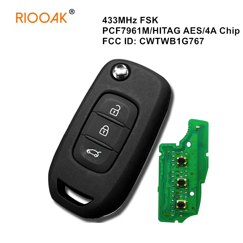 433MHz FSK Remote Flip Car Key Fob for Renault Kadjar Captur Symbol Megane 3 Megane III For Dacia Duster CWTWB1G767