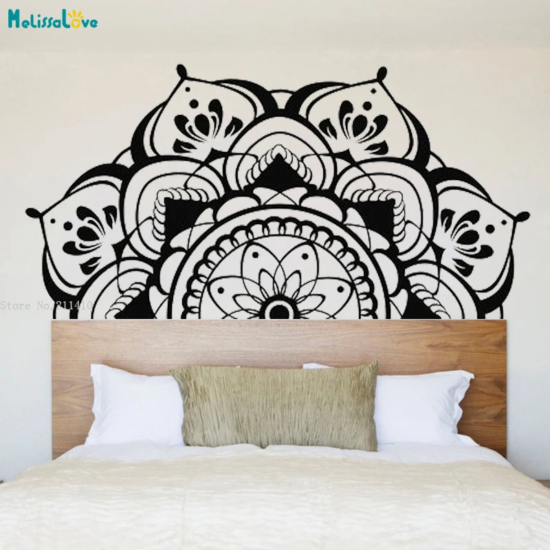 Quantum Modeling Half Mandala Flower Wall Decal Yoga Decor Living Room Headboard Motivational Stickers Vinyl YT4079A