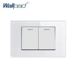 2 Gang 2 Way Wall light Switch Wallpad Luxury Tempered Glass Panel Rocker Button 118*75mm 16A AC 110-250V