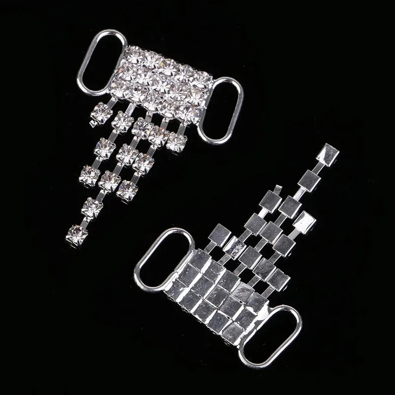 LKERAN 10Pcs 10*35MM Shiny Bow Bikini Rhinstone Connector/ Buckle Metal Chain For Swimming Wear Bikini Decorstion