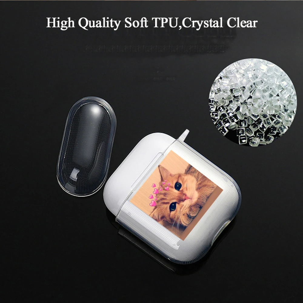 Clear TPU Cover For Apple Airpods 2/1 Earphone Coque Sunhat Love Cat Soft Fundas Airpods Pro Air Pods 3 2021 Covers Earpods Case