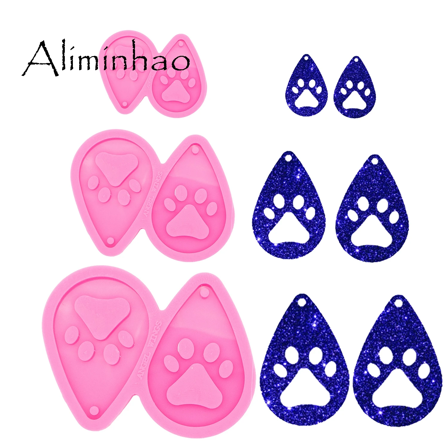 DY0419 L/M/S Bear pawtear drop hoop earrings Handmade DIY epoxy mould Silicone Molds fashion jewelry resin craft molds