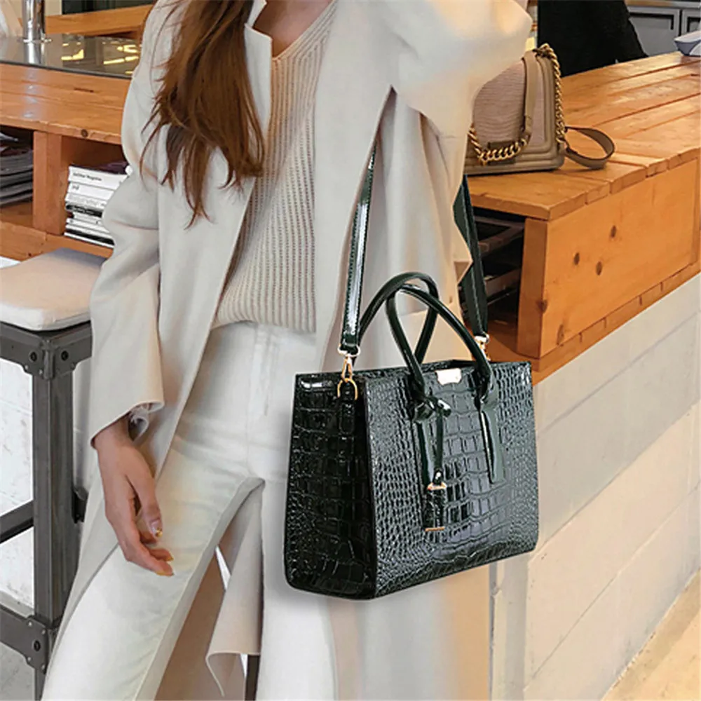 New Stone Pattern Designer Women\'s Composite Bags Tassel Design Ladies Handbag Quality PU Leather Women Shoulder Messenger Bags