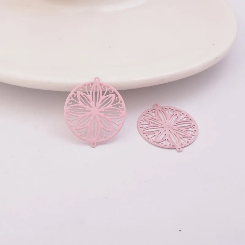 50 Stück AC9198 20*23mm Runder Blumen-Charm-Verbinder aus Metall-Messing für Schmuck, Ohrringe und Armbänder – Detail 4