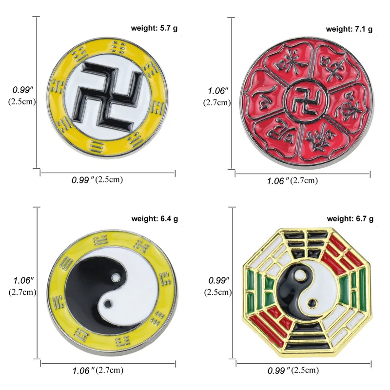 Swastika gossip electroplated metal badges religious tai chi clothing accessories brooches bag decoration badges