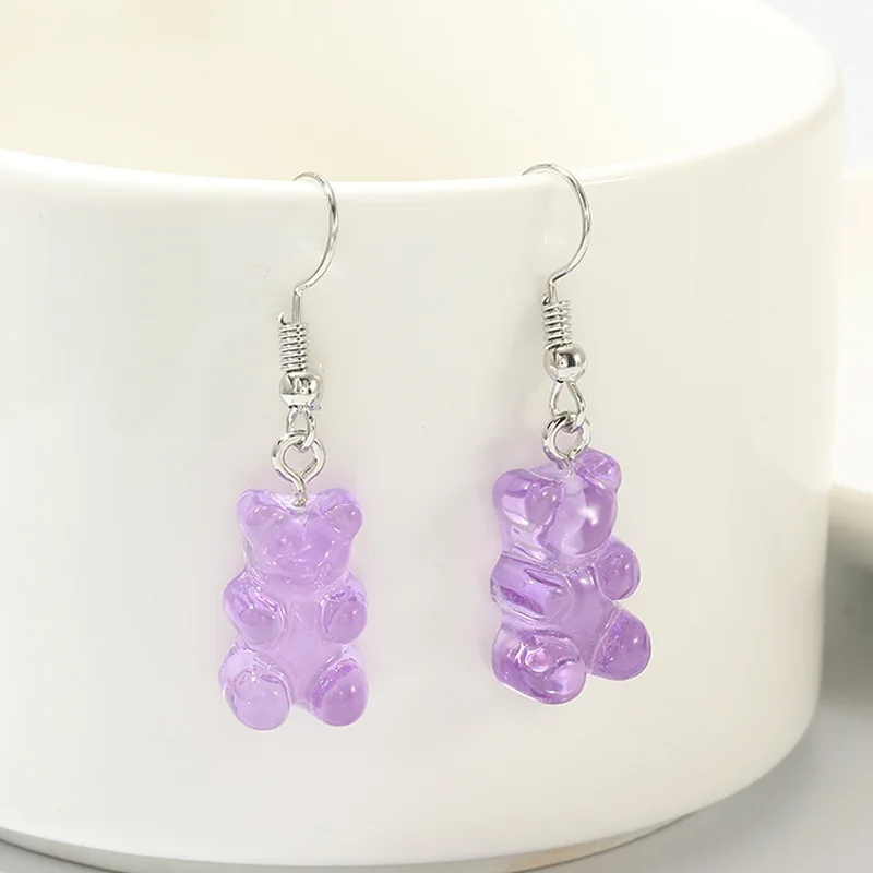 originality statement minimalist dangle earring jelly Polychromatic Bear drop earrings fashion minimalist stud earings for women image 5