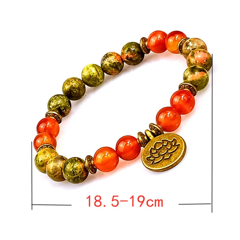 Charm Stone Wrist Mala Healing Crystal Lotus OM J-asper Bracelet Sets For Men Women Medetation Yoga Bead Carnelian Bracelet 2 pc view 6