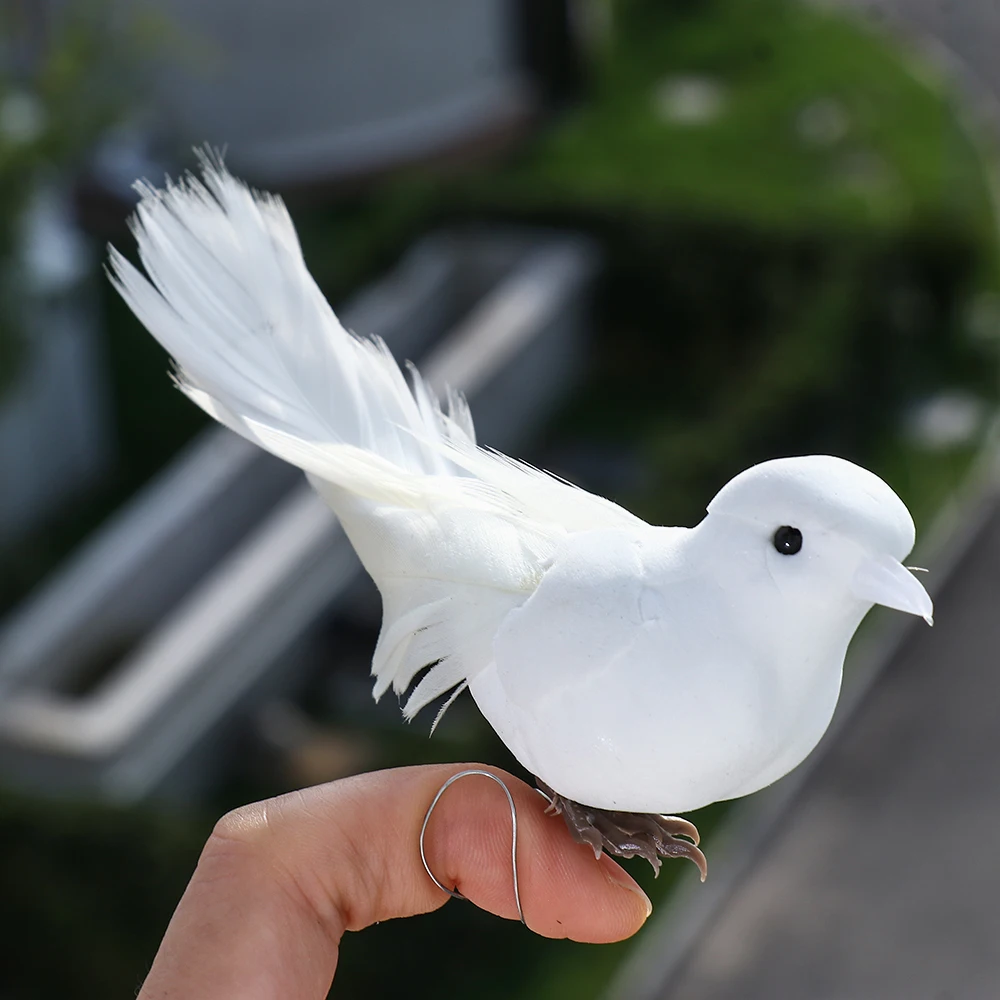 Simulation White Pigeon Home Decor Artificial Lover Peace Pigeons Garden Wedding Decortions Imitation Bird Model Xmas Tree Decor