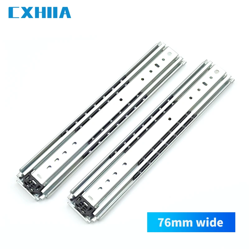 Cxhiia 76 Trilho de Corrediça Industrial Resistente Largo rv Engrossado Guia de Gaveta Slideway Três-seção Recipiente Modificado Trilha