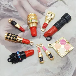 9pcs Enamel Makeup pendant Mix  Lipstick Pendant Necklace Jewelry Making DIY Charms For Bracelet Earrings Party Dec Gift Beauty