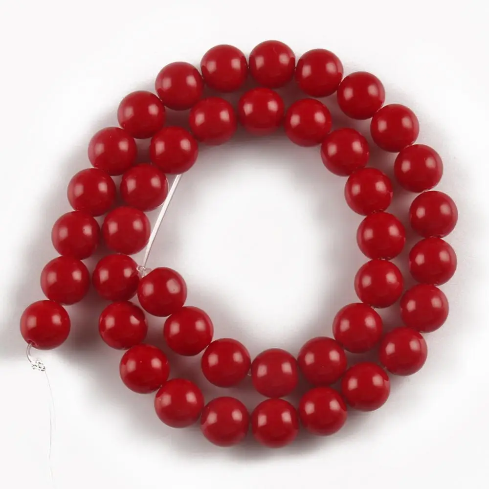 Wholesale 4/6/8/10/12mm Red Coral Round Loose Beads For Jewelry Making Choker Making Diy Bracelet Jewellery 15\'\' Strands