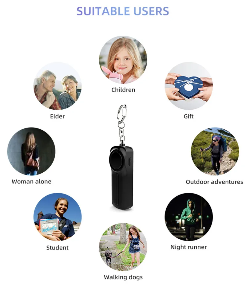 Safe Personal Handy Anti-pervert Alarm with LED Light, Practical Self-defense Keychain Emergency Attack Safety Security Alarm