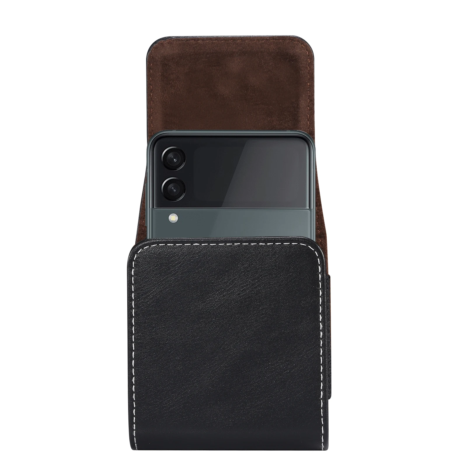 Leather Belt Clip Case Men Waist Bag For Samsung Z Flip 6 5 4 3 5G,Galaxy Flip6 Flip5 Flip3,Oppo Find Vivo Huawei Holster Pouch