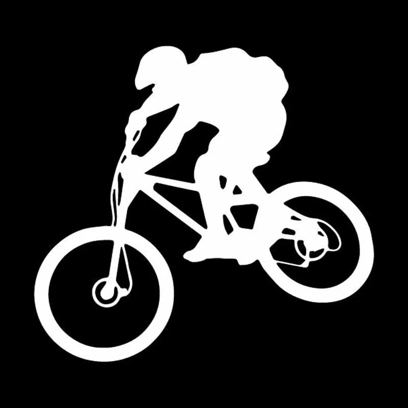 Interesting Decor Car Sticker Sport Cycling Mountain Bike Horseman Delicate Vinly Decal  Black/Silver,15cm*14cm