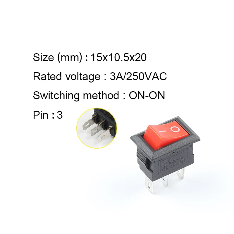 10 Teile/los KCD11 3 Pin 10X15mm Snap-in Push Button Switch 3A/250V Mini SPST 2/3 Position boot Rocker Power Switches