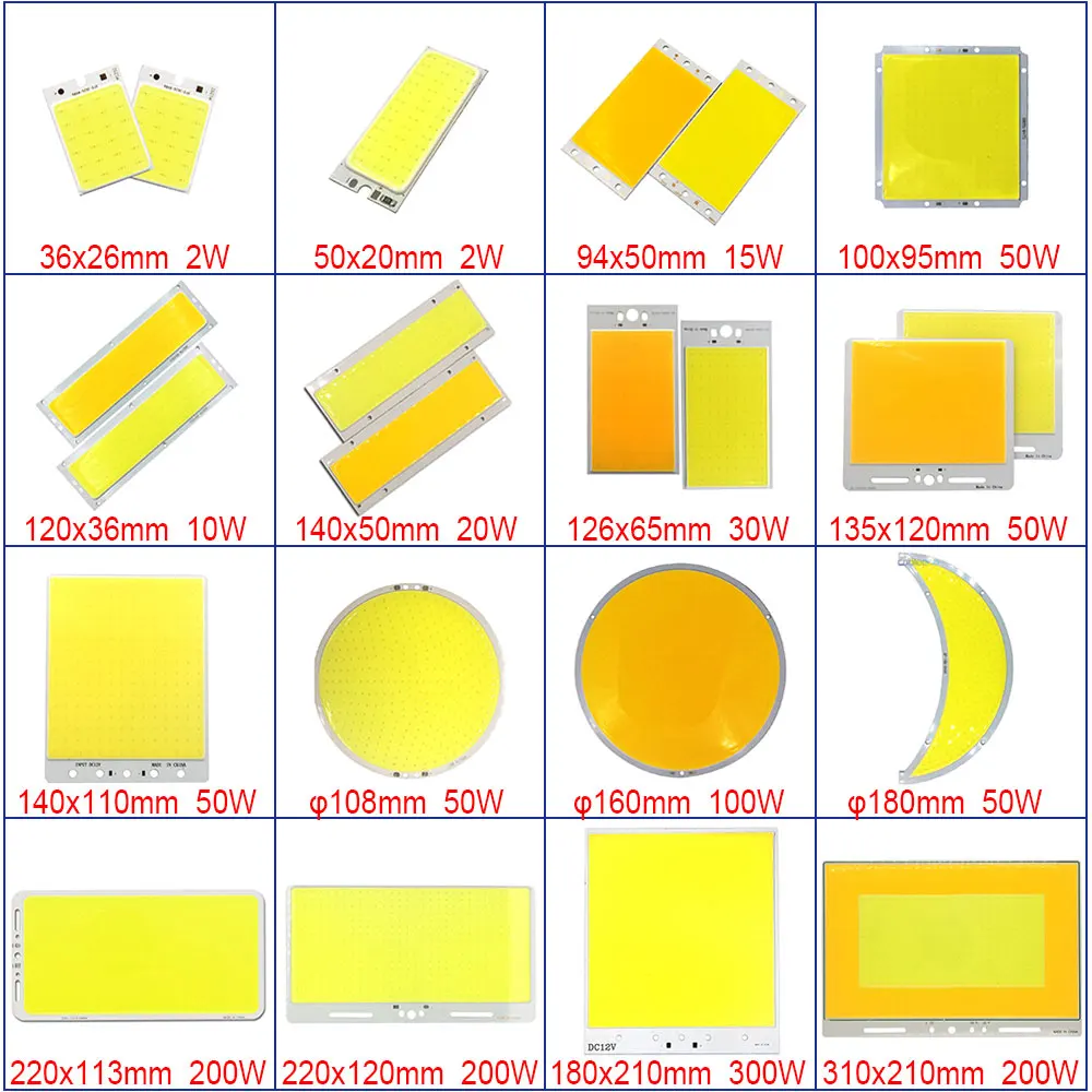 Dropshipping COB LED Light 12V Lamp 2W-300W Emitting Diode Chip Led Plate Board for Indoor Outdoor Lights Car Home Bulbs DIY