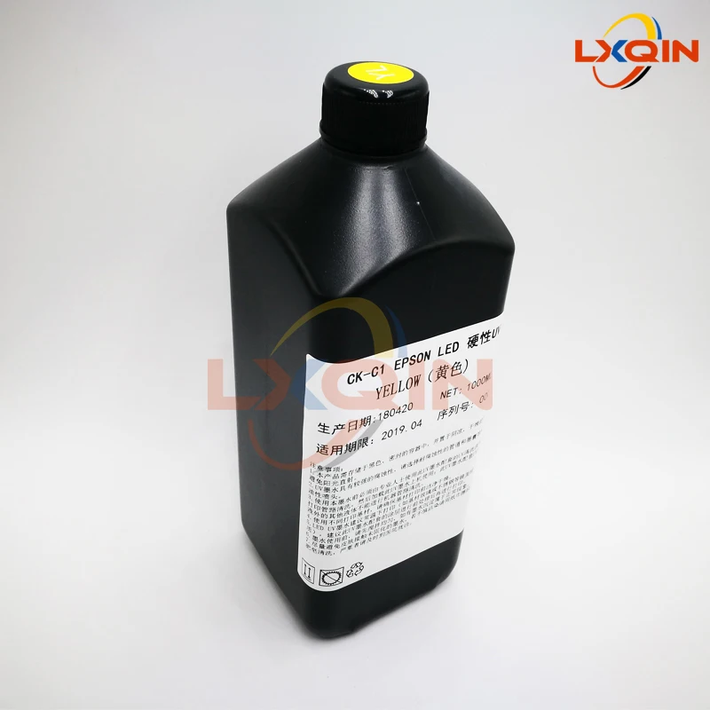 LXQIN 1000ml LED UV Ink for Hard Material for Epson XP600/DX5/DX7 Head for Thunderjet Infiniti Flatbed Inkjet Printer Hard Ink