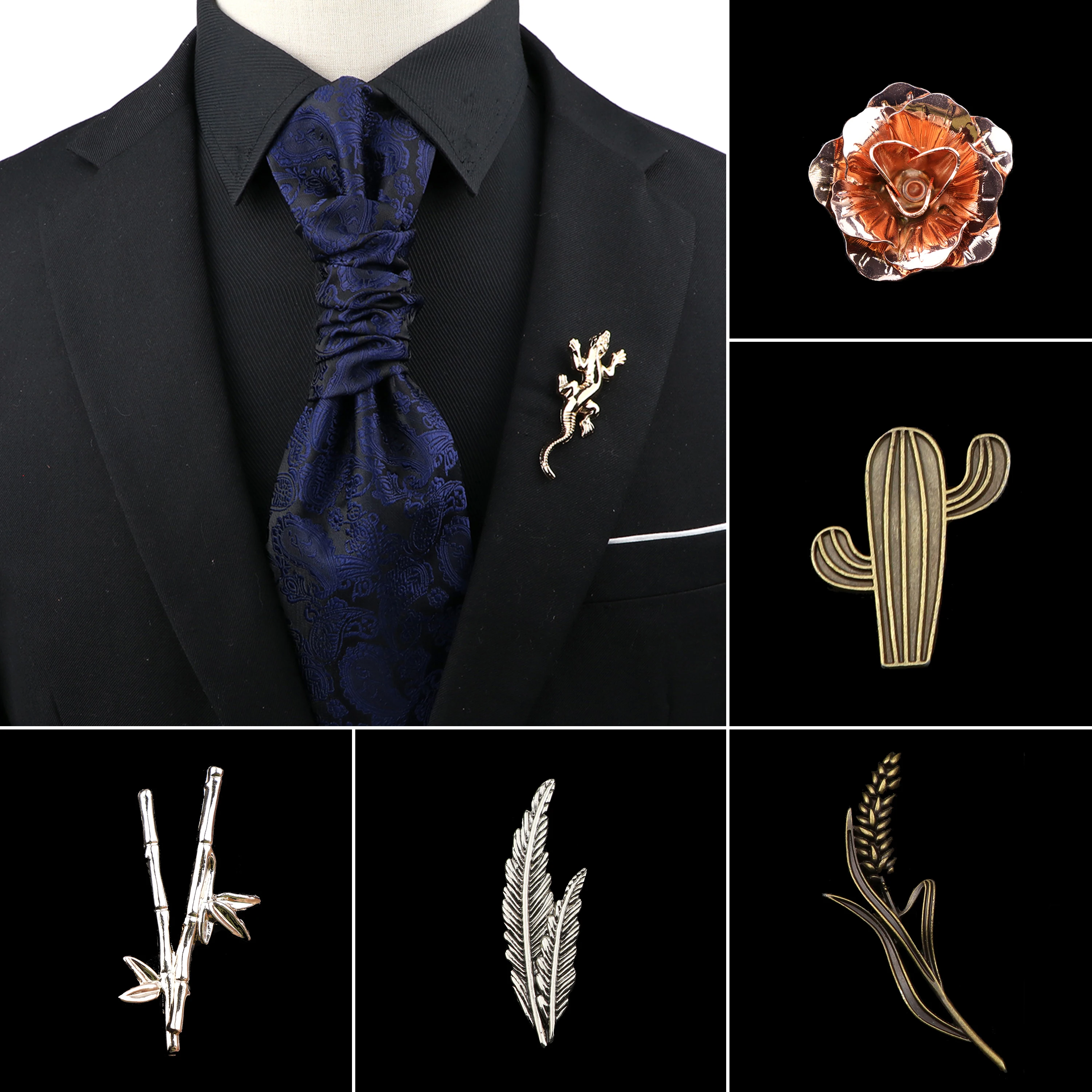 Flower Cactus Leaf Bamboo Brooch For Men Women Advanced Chic Lapel Pins Tassel Pin Wedding Party Shirt Suit Shawl Accessories