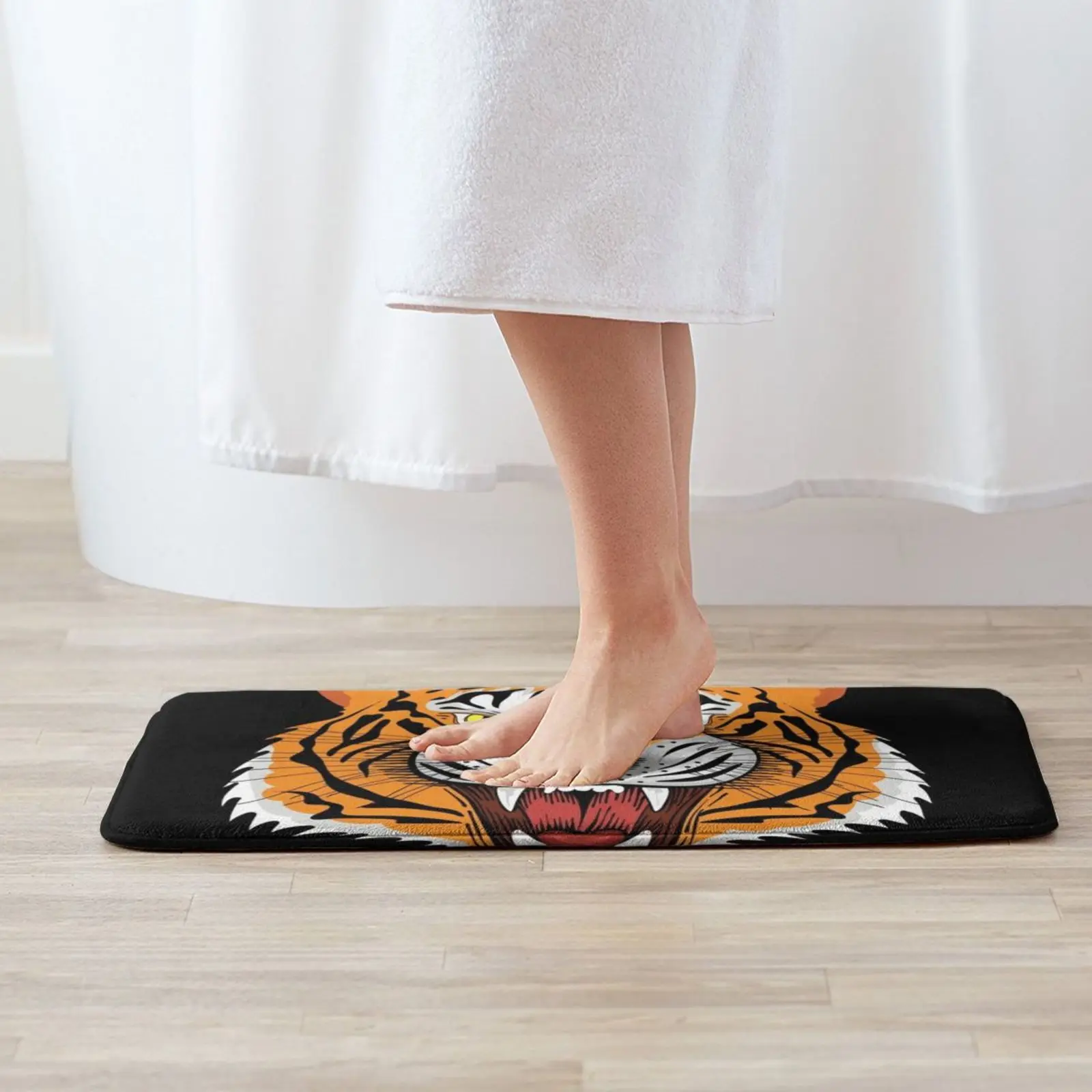 Happy Tiger Soft Cushion Home Carpet Door Mat Car Rug Tiger Lion Cat Dog Tyga Face Smile Angry Teeth Yawn Animal Shiny Glossy