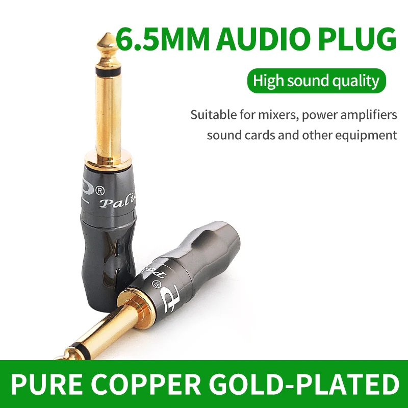 10pcs  QINCROWN Hi-end 24K Gold Plated Audio Plug 2 core 1/4