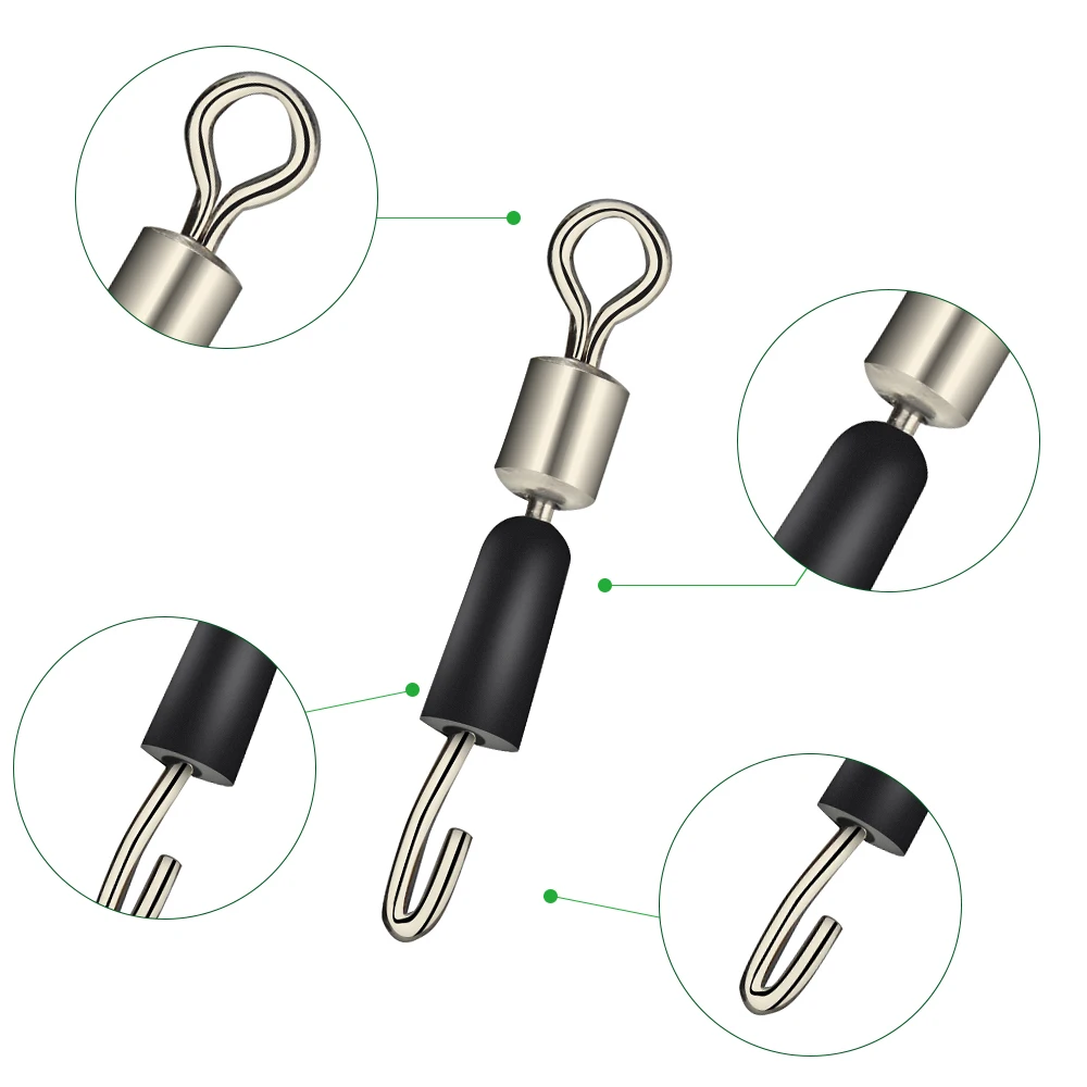 DNDYUJU-Pesca Rolamento Swivels, Snap Ball, giratória Anéis Sólidos, Conector Pesca, Oceano Barco Gancho, 30 pcs, 50pcs por lote