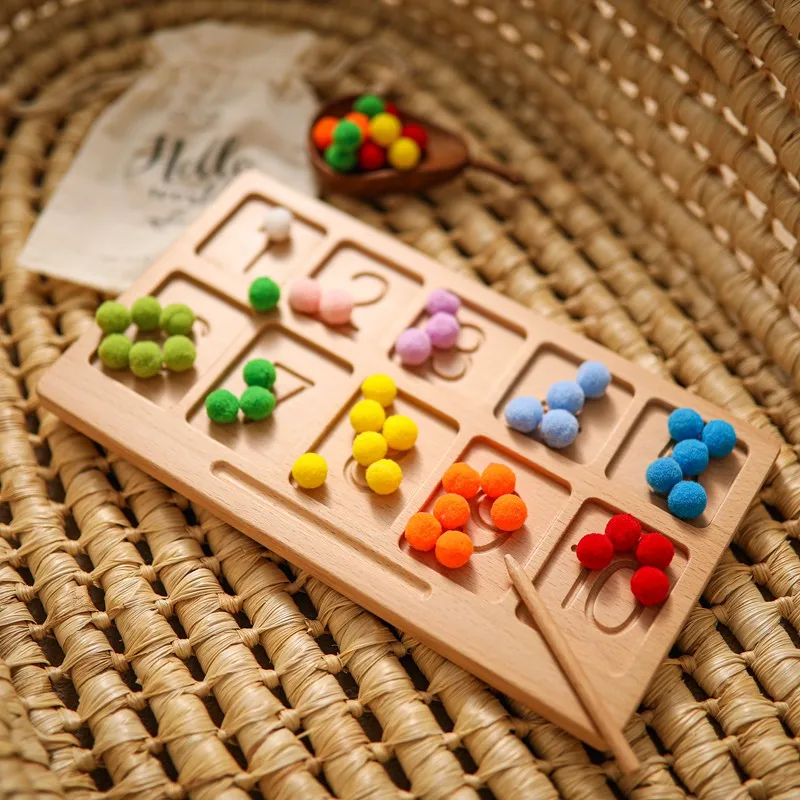 1Set Baby Rainbow Block Toys Wooden Montessori Building Blocks Color Sorting Sensory Game Clip Beads Educational Toys for Kids