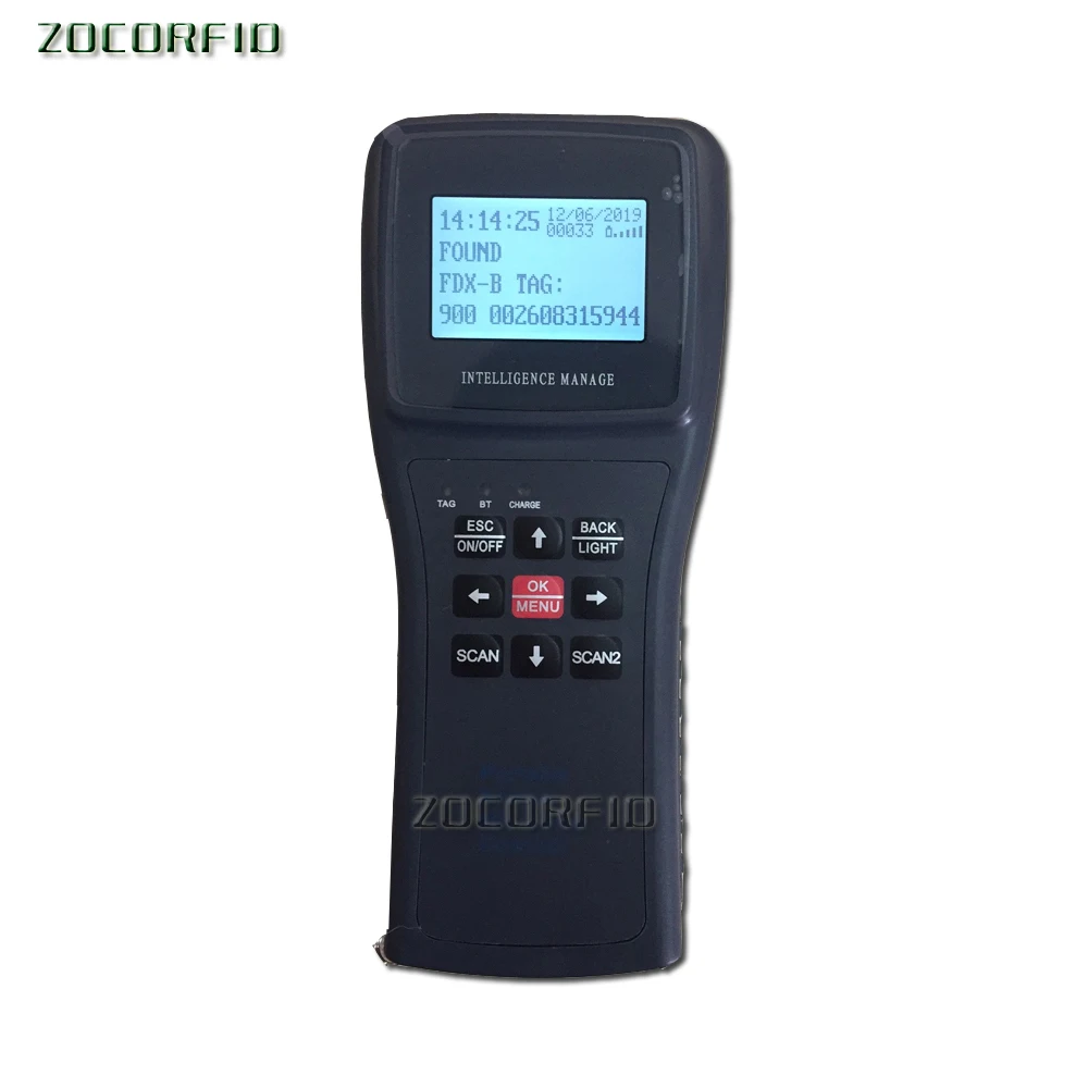 134.2KHz Long Distance Large Memory Portable Animal Microchip Scanner Animal Ear Tag Reader Handheld Reader ISO11785/84 FDX-B