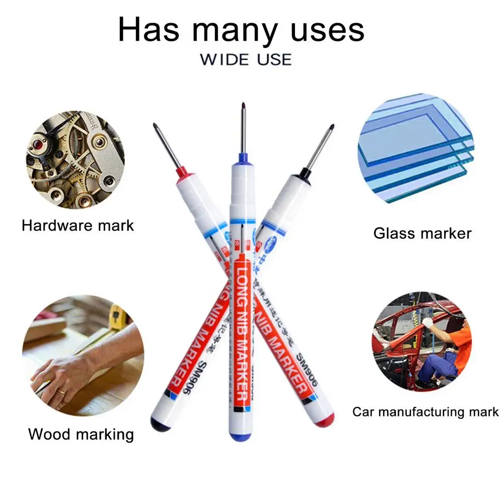 Long Nib Marker Carpenter Construction Deep Hole Home Decoration Water Resistant Quick Drying Marker Pen Multifunction Long Nib