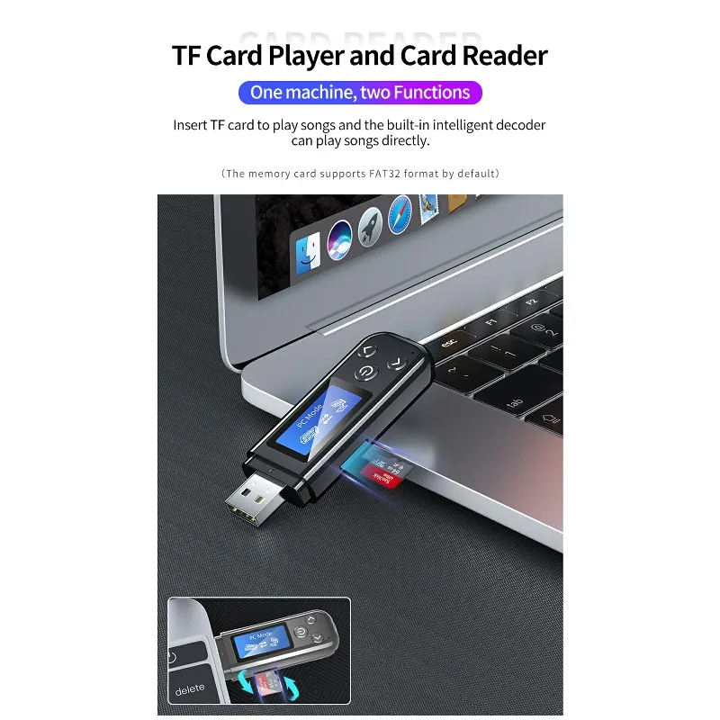 USB Bluetooth 5.0 Đầu Thu Truyền Hình Không Dây Phát Thụ Thể Âm Thanh Cho Xe Máy Tính Màn Hình LCD AUX 3.5MM Hỗ Trợ Thẻ Nhớ