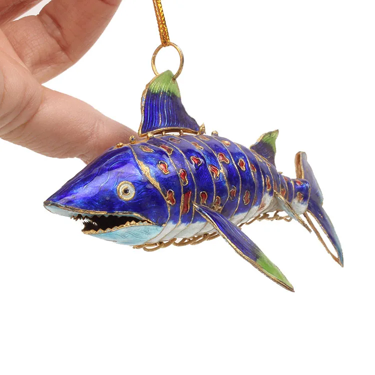 Handcrafts Enamel Animal Shark Charms Cloisonne Filigree DIY Jewelry Making Pendants Keychain Accessories Christmas Tree Hanging