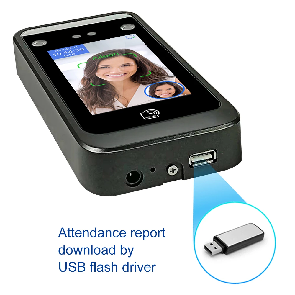 4.3 inch Touch Screen Face Recognition Device Dynamic TCP/IP USB Employee Time Attendance Access Control Multi language 5000User