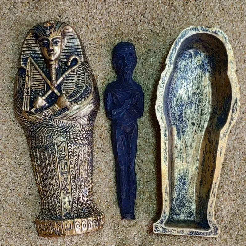 Egyptian King Pharaoh Sarcophagus Coffin With Mummy Figurine Statue Miniature Sandplay Decor Miniature Model Home Decoration