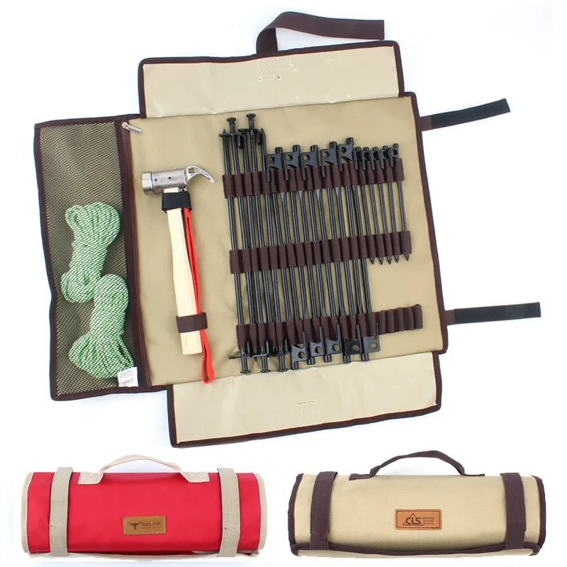 

Large Outdoor Camping Nail Bag Tent Peg Nail Storage Bag Tent Hammer Wind Rope Folding Tote Bag Accessories