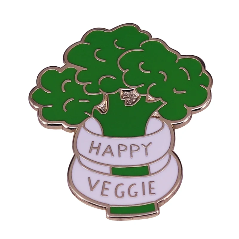 Insignia veggie feliz comer tus verduras broche un pequeño recordatorio lindo