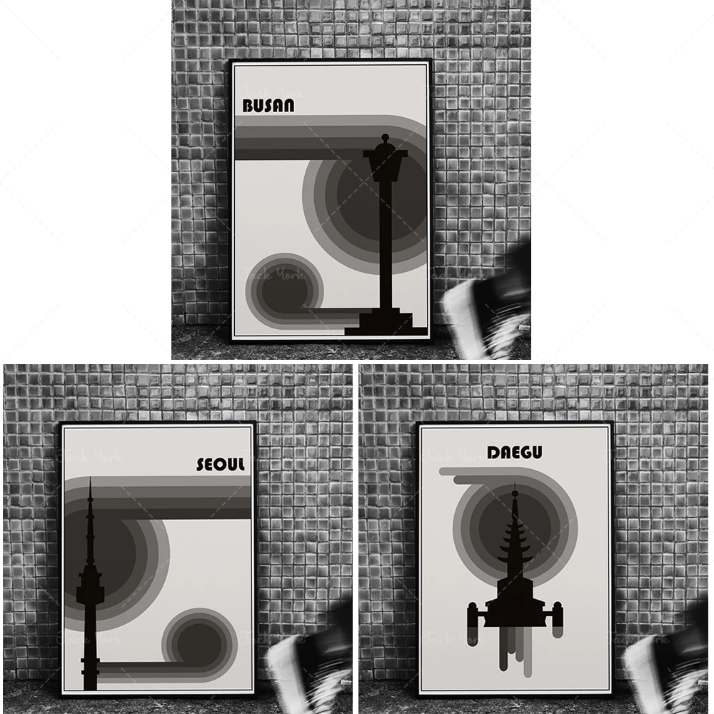 Estilo retro Daegu, Póster de pared de Corea, Impresión de arte de pared, Decoración de pared, Estilo retro, Colección de la ciudad, Impresión digital