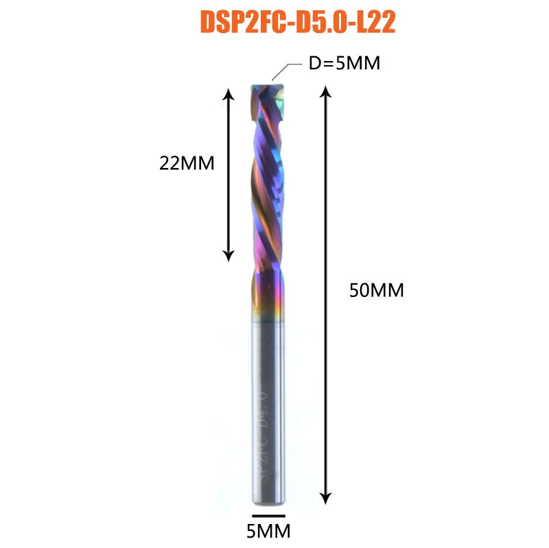 Dreanique 1 st DSP2FC compressie frees frees 2 Spiraal Fluiten Carbide Frees met DLC coating voor houtbewerking