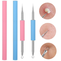 Double Head Blackhead Comedone Acne Blemish Extractor Remover Stainless Needles Blackhead Pimple Blemish Extractor Remove Tools