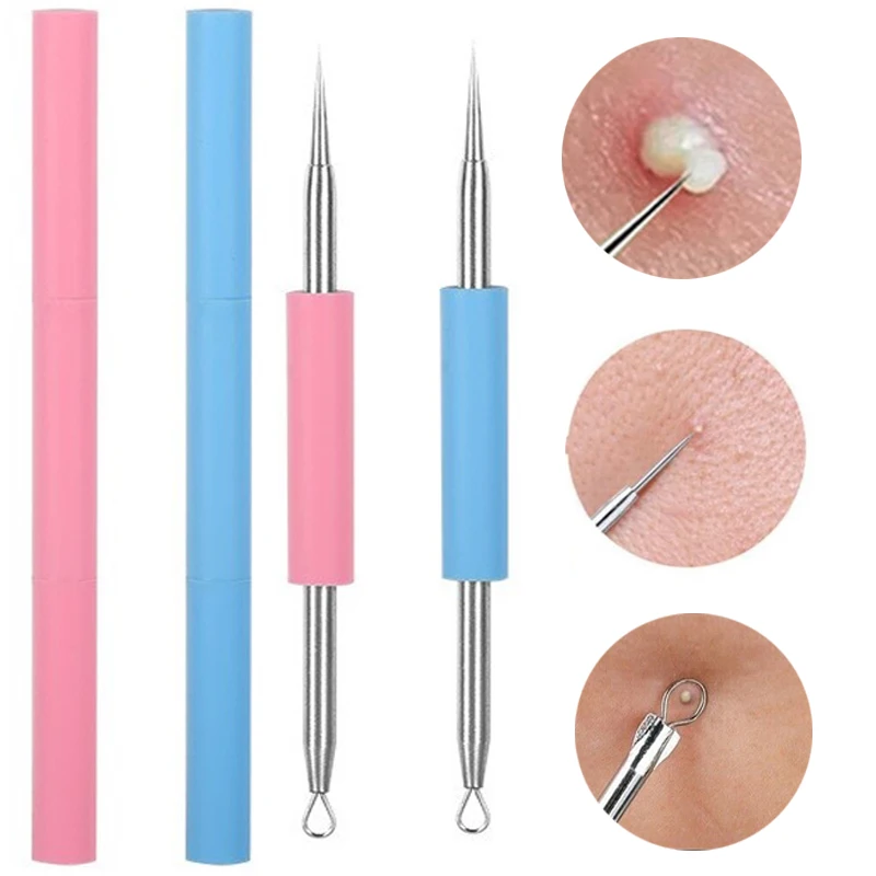 Double Head Blackhead Comedone Acne Blemish Extractor Remover Stainless Needles Blackhead Pimple Blemish Extractor Remove Tools